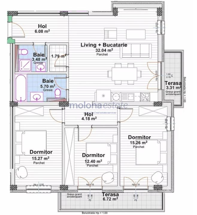 Apartament  cu 4 camere, 96,20 mp utili + terasă 10 mp, Proiect exclusivist